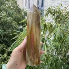 2.1LB 8.6"Yellow Melting Crystal Tower Obelisk Crystal Quartz  Decor  Reiki Heal