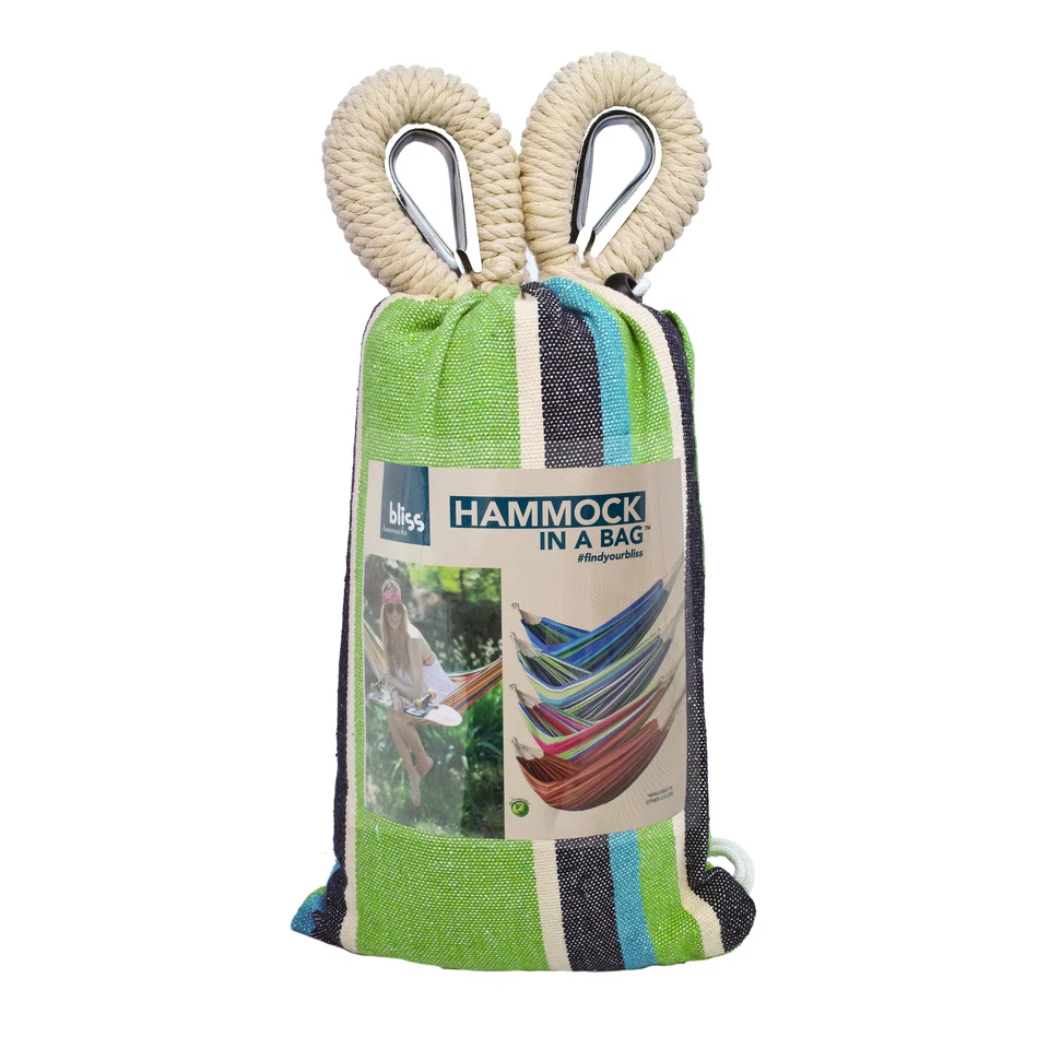 Hamaca BH-400-CC en bolsa con lazos de cuerda y accesorios para colgar | 40 pulgadas Ancho-220 lb Foto 3 de 4