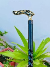 Brass Flower Leaf Head Handle Victorian Handcrafted Wooden Walking Stick Cane