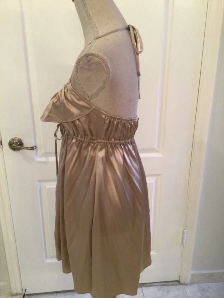 Marciano Silk Halter Champagne Color Dress Size SP *NWT* - Image 2 of 4