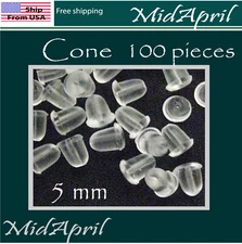 Cone Earring Back Stopper 5 mm Silicone Rubber 100 pcs  US seller