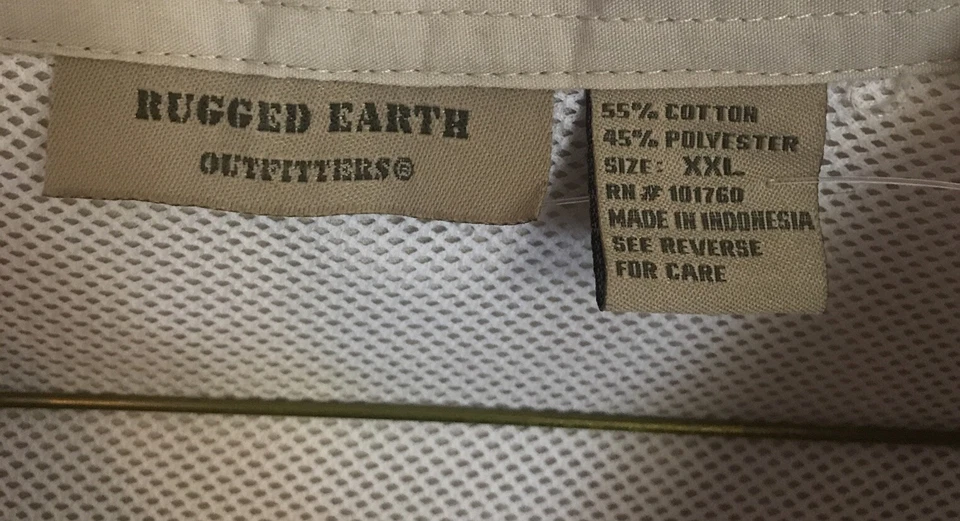 Camisa de pesca Rugged Earth Outfitters beige para hombre talla XXL cuello manga corta Foto 2 de 4