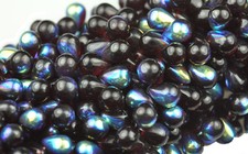50 GARNET AB CZECH GLASS TEAR DROP TEARDROPS BEADS 8MM