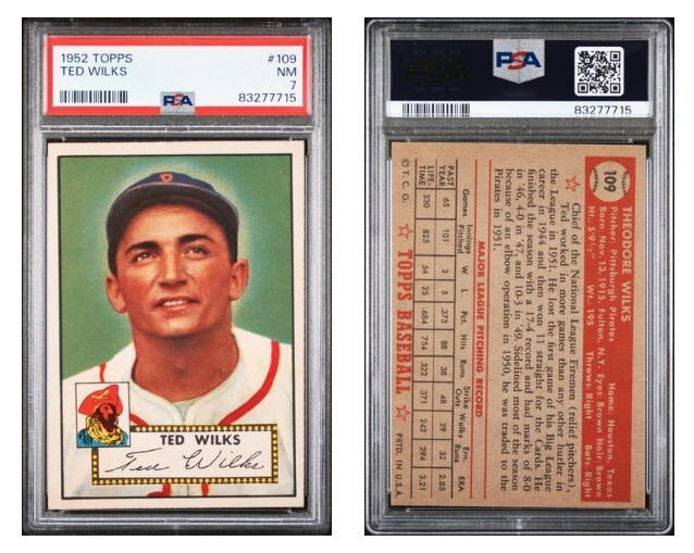 1952 Topps Ted Wilks #109 PSA 7 NM