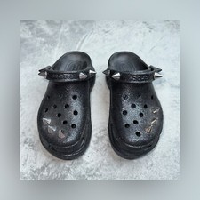 Crocs Classic Bae Glitter Stud platform Clog Women's size 5 Black Rare  