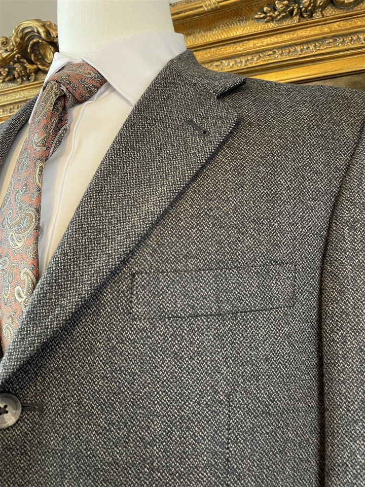 Jaqueta blazer vintage Stafford 42R cinza escuro lã e cashmere tweed liso 3 rolos 2 - Imagem 3 de 4