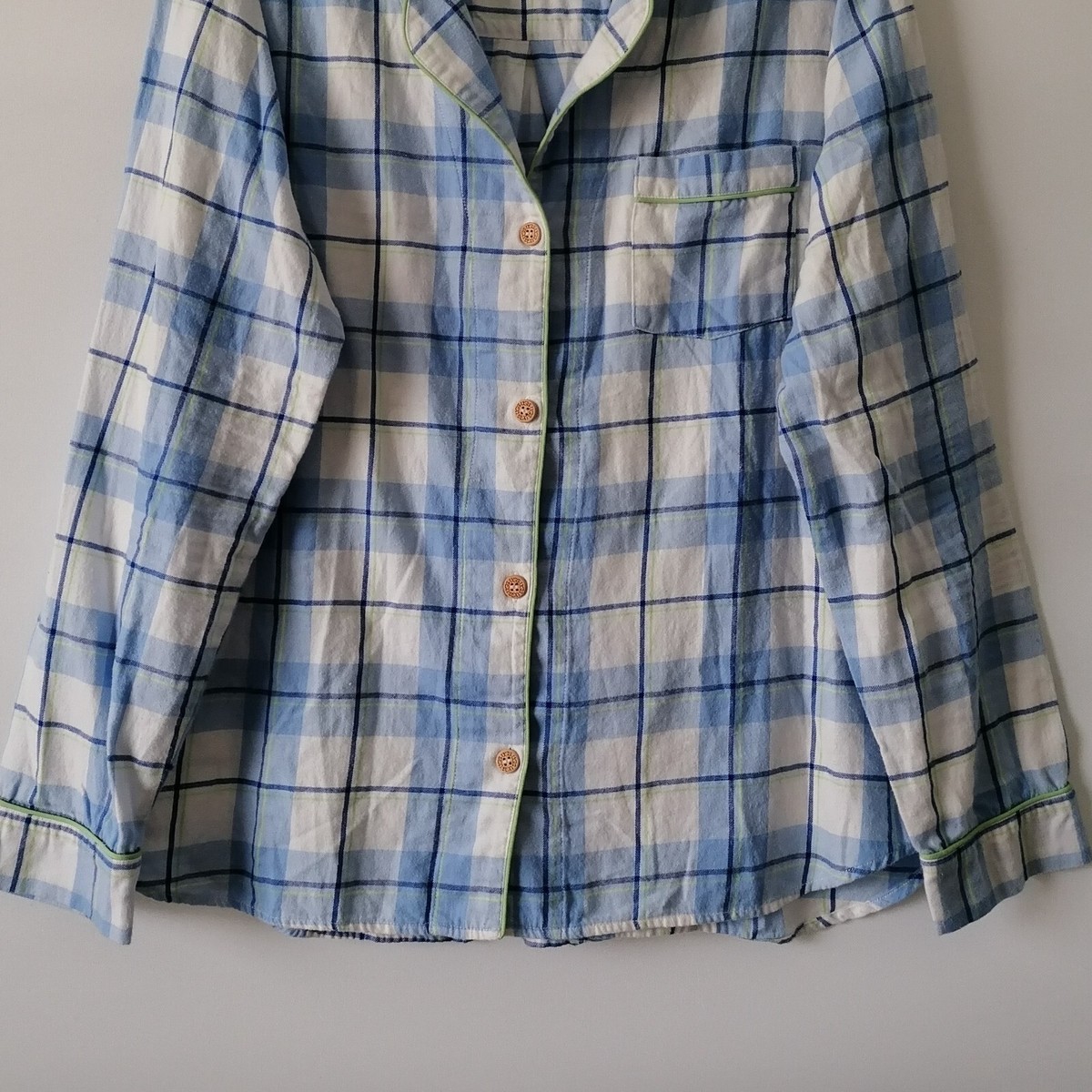UGG Women's Blue White Plaid Long Sleeve Flannel Sleep Shirt Size XL View 4