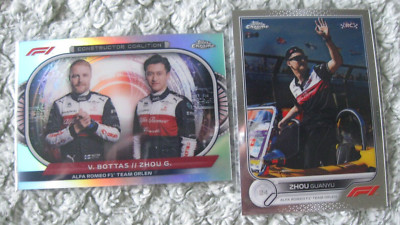 ZHOU GUANYU 2-CARD LOT 2022 Topps Chrome Formula 1 Constructor Coalition/#66 RC