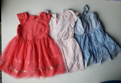 DESIGNER GRAIN DEBLE F&F MATALAN GIRLS KIDS 3 DRESS RED BLUE PARTY 9-12 MONTHS