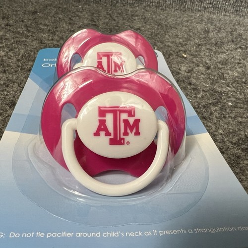 2 Pack Pink Pacifiers Texas A&M NCAA Glow In The Dark New - Picture 2 of 6