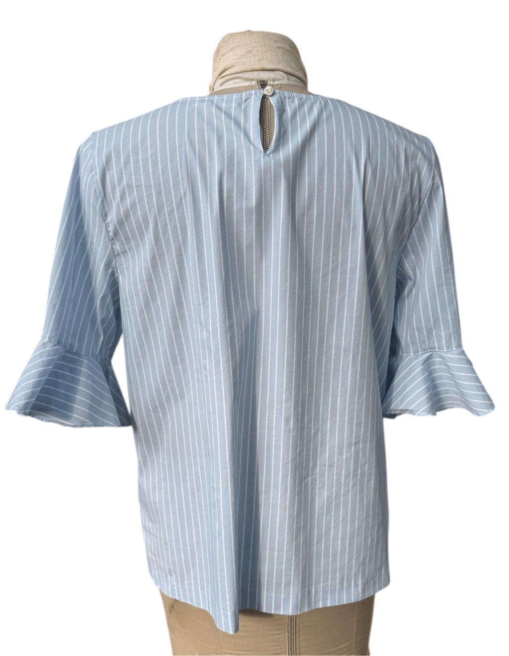 Calvin Klein Women’s Stripe Ruffle Sleeve Top Sz. L Lightweight Packable thumbnail 6