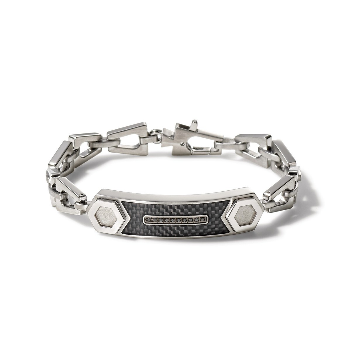 Bulova Mens Precisionist Black Diamond Inlay Silver Bracelet Bulova Mens Precisionist Black Diamond Inlay Silver Bracelet