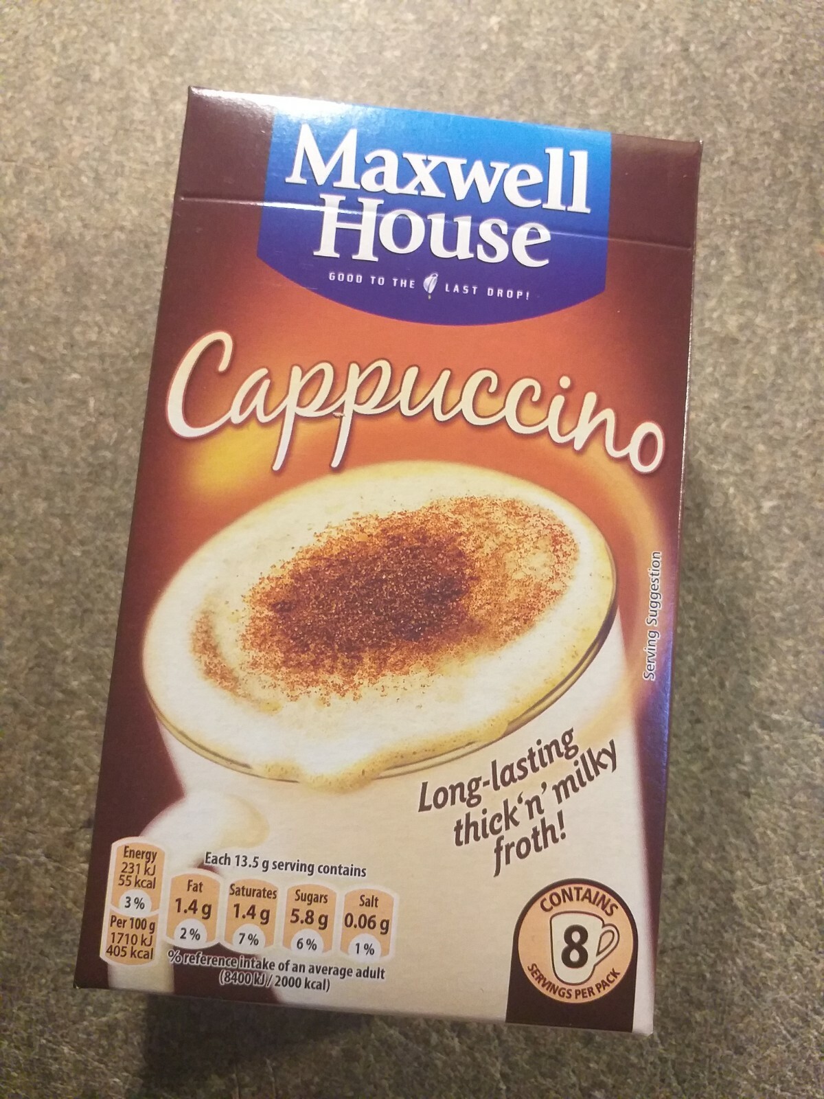 12x 8 Maxwell House CAPPUCCINO Classic Roast instant coffee (96 sachets