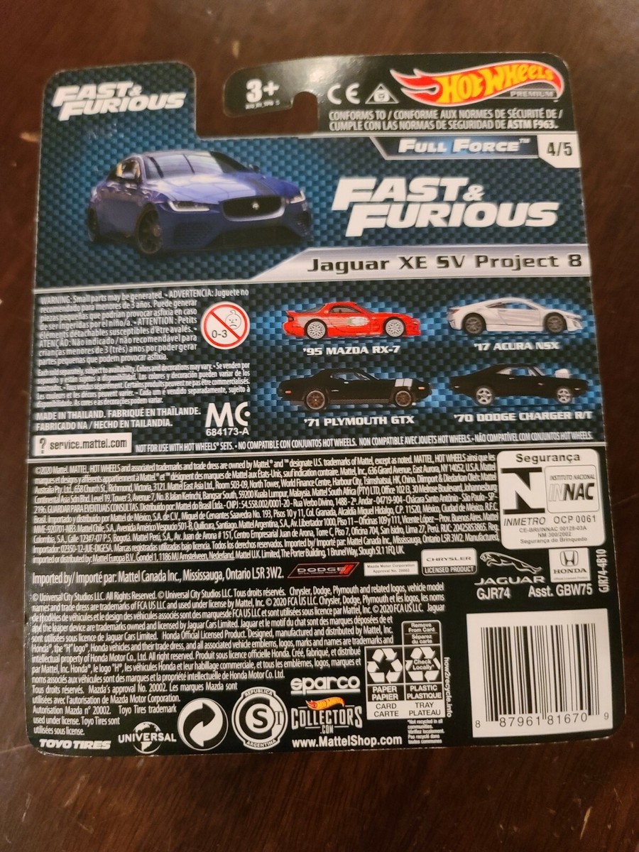 Hot Wheels 2020 Fast & Furious Full Force Jaguar XE SV Project 8