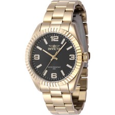 Invicta Women's Watch Specialty Quartz Black Dial Yellow Gold Bracelet 47473