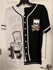 Men  s Bart Simpson Jersey Type Shirt And Shorts Set Large