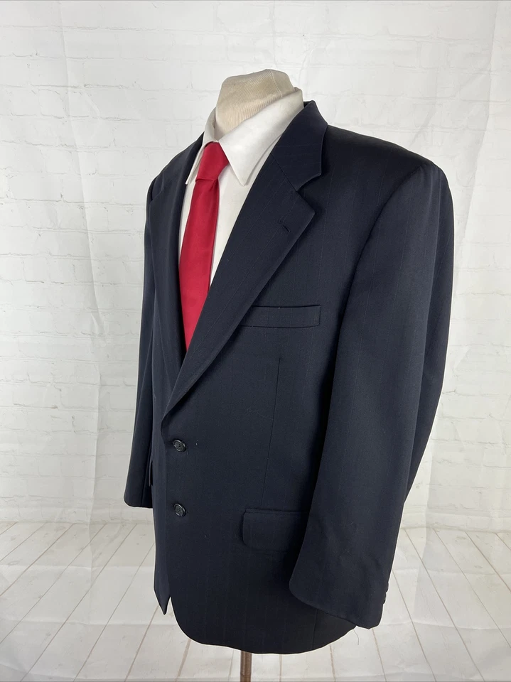 Винтажный мужской темно-синий полосатый шерстяной блейзер Burberry 42R $2,198 - Изображение 3 из 4