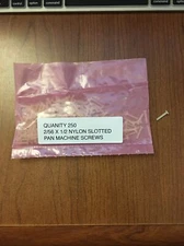 Nylon Pan Head Slotted Machine Screw 2-56 x 1/2" Length, Lot Of 250