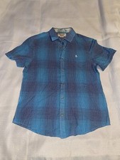 An Original Penguin, Men s Button Down Shirt, Blue, Striped, Plaid, Size Medium.
