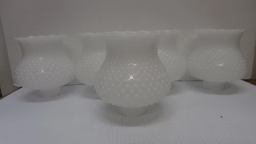 Lot 5 - Vintage Tulip Hobnail Lamp Shade, Milk Glass, 1 5/8" Fitter Opalescent
