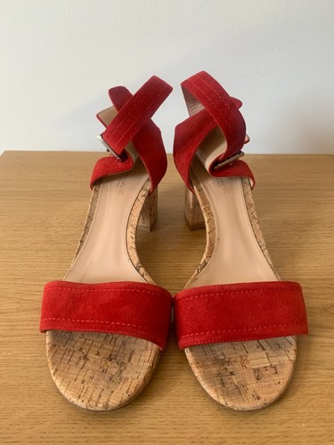 GIANVITO ROSSI Rikki red suede sandals cork block heel IT 38.5 = UK 5.5 - £690