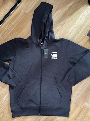 G Star neu Herren schwarz meliert (dunkelgrau) kleiner Kapuzenpullover mit Reißverschluss UVP 79,99 £