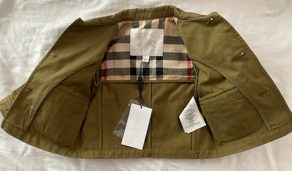 Chaqueta Burberry Niños Oliva Algodón Lona Talla 12M 12 Meses 80 cm Nueva Con Etiquetas Nueva Foto 2 de 4