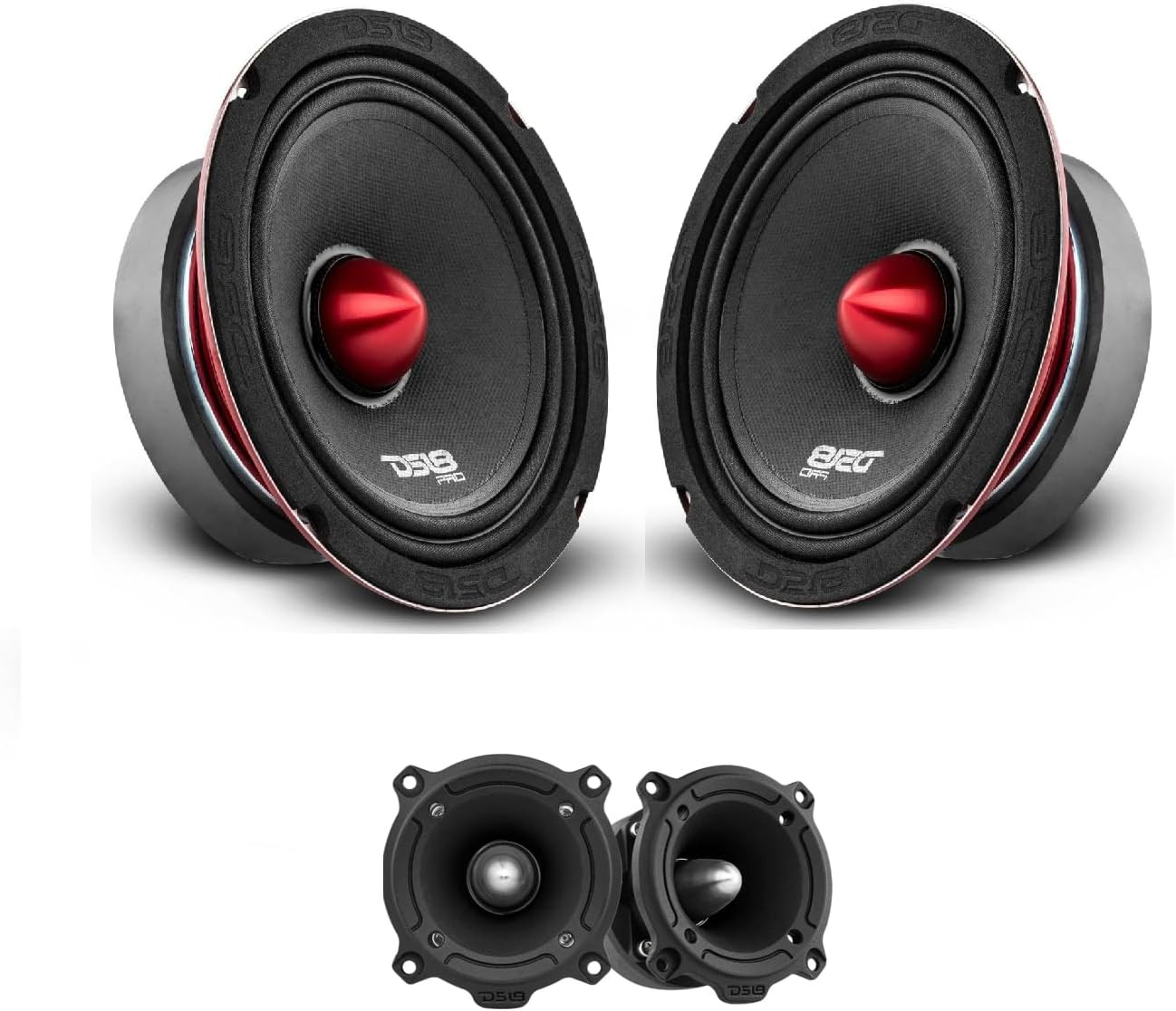 Car Speakers Bundle - 2X Midrange 6.5" Loudspeakers with Red