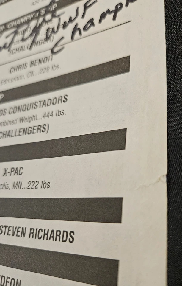 WWF KURT ANGLE SIGNED NO MERCY 2000 PEPSI ARENA ALBANY NY ROCK LINEUP SHEET JSA - Image 3 of 4