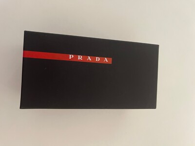 Authentic Prada Black Red Stripe Sunglasses EMPTY BOX with Manual 7  X 3  X 3.5 