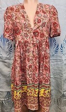 NWT Cupshe Multicolor Floral Puff Sleeve V Neck Knee-length Dress  Size Small 