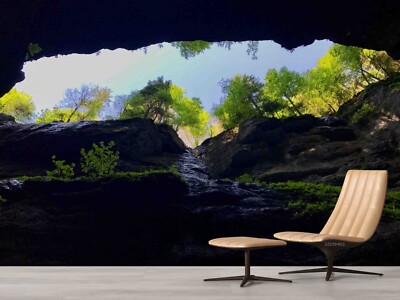 3D Cave Forest Landscape Wallpaper Wall Murals Removable Wallpaper 4