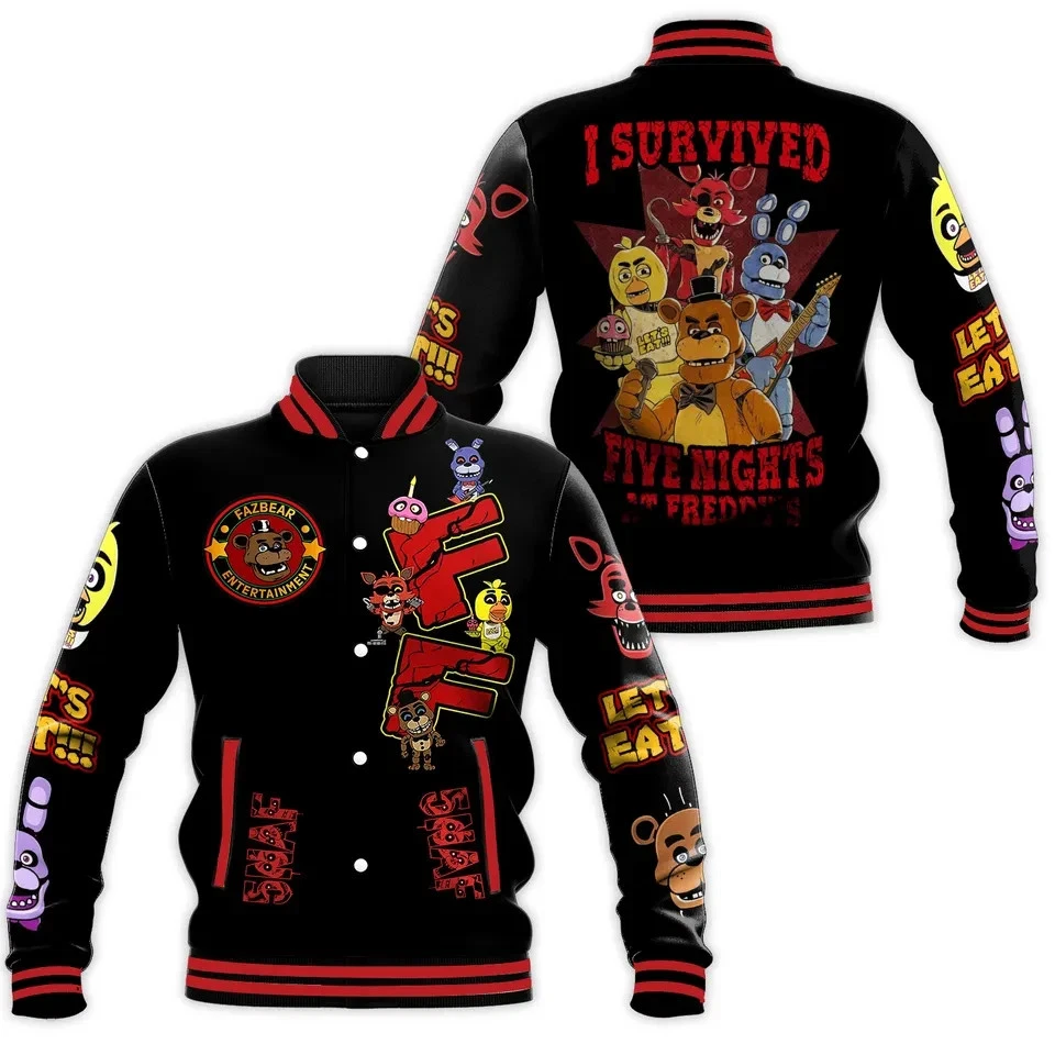 Five Nights At Freddy Jacket, Fnaf Baseball Jacket, Baseball Jacket
