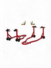Motorcycle Stand Front Rear Combo 900 Lbs Steel Lift Stand Red