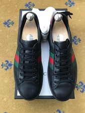 Gucci Ace scarpe da ginnastica sneakers pelle nero web verde rosso uomo UK 8 US 9 42