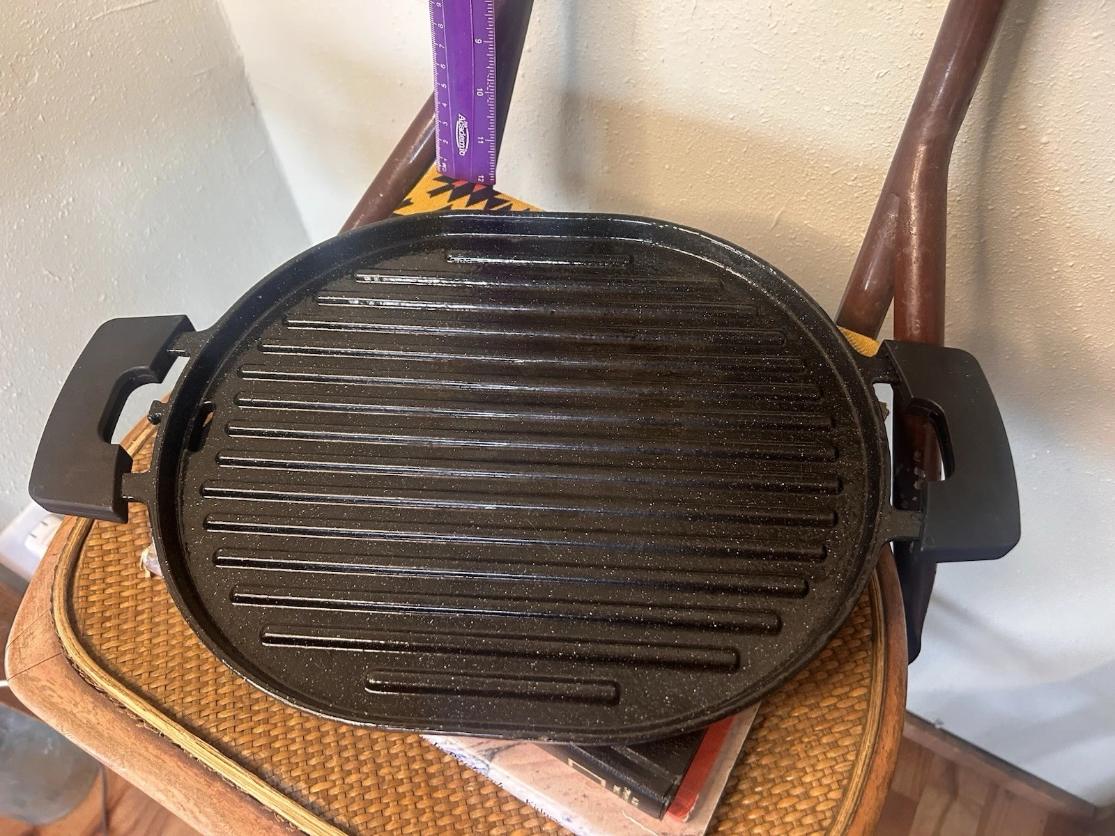 NUWAVE P1 Cast Iron Grill with Enameled Non-Stick Coating Pan Size 12" x 10"