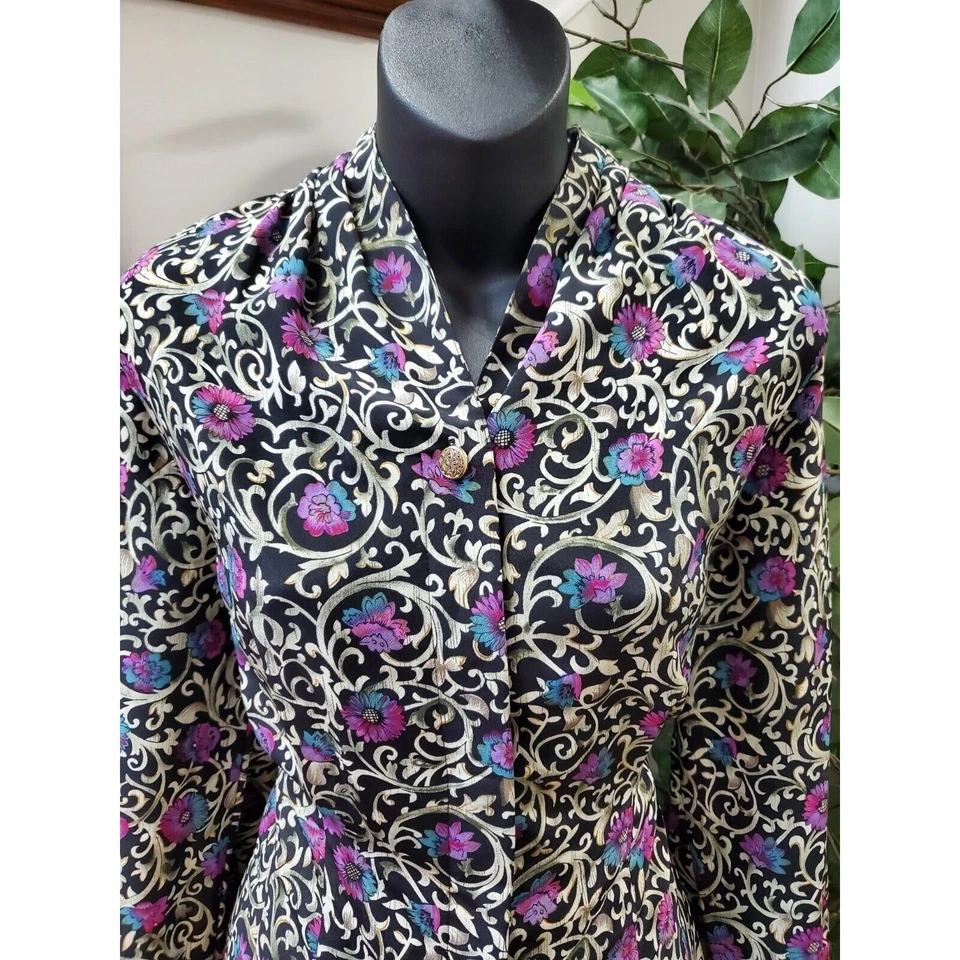 Blazer y falda vintage Fox Croft floral poliéster manga larga traje de 2 piezas talla 4 Foto 2 de 4