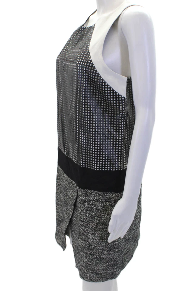 Tibi Womens Cotton Blend Scoop Neck Laser Cut Sleeveless Dress Black Size 10 - Image 2 of 4