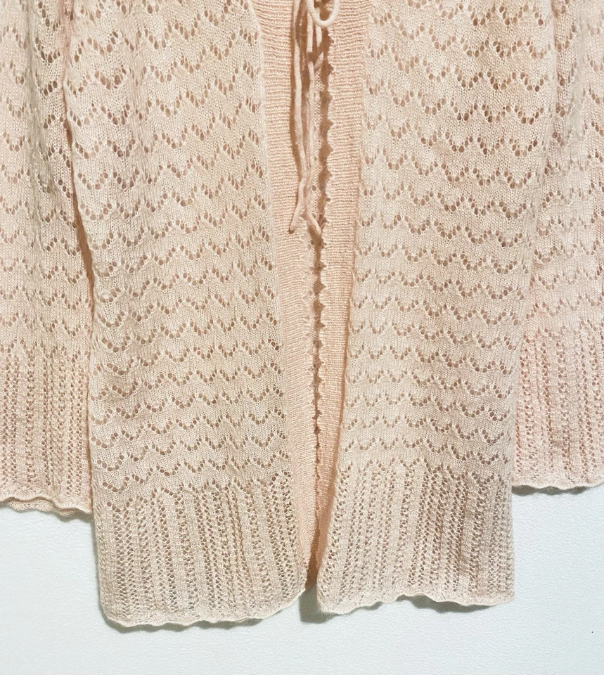 Cárdigan Suéter Mujer Victorias Secret Grande Rosa Pointelle Corbata Frontal Y2K Foto 3 de 4