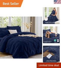 Machine Washable 7-Piece California King Comforter Set - Luxurious Pintuck Style