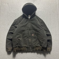 Vintage 2000 s Moss Green Carhartt Hooded Zip-up Jacket J130 MOS Size XL.