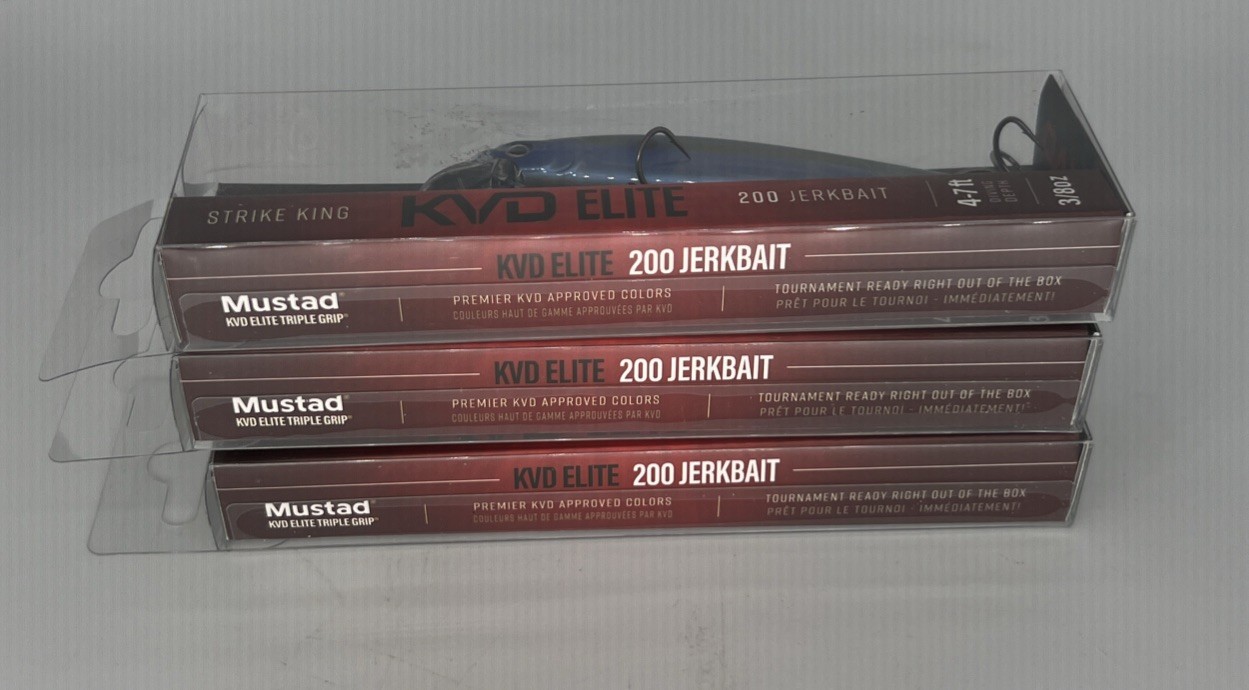 Strike King KVD Elite 200 Series Jerkbait 4.5 Inch Pro Blue Glimmer Lot Of Three - Image 2