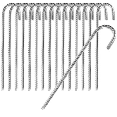 16x XL Bodenanker aus massivem Stahl, J-Form 38 cm, Ø 1 cm