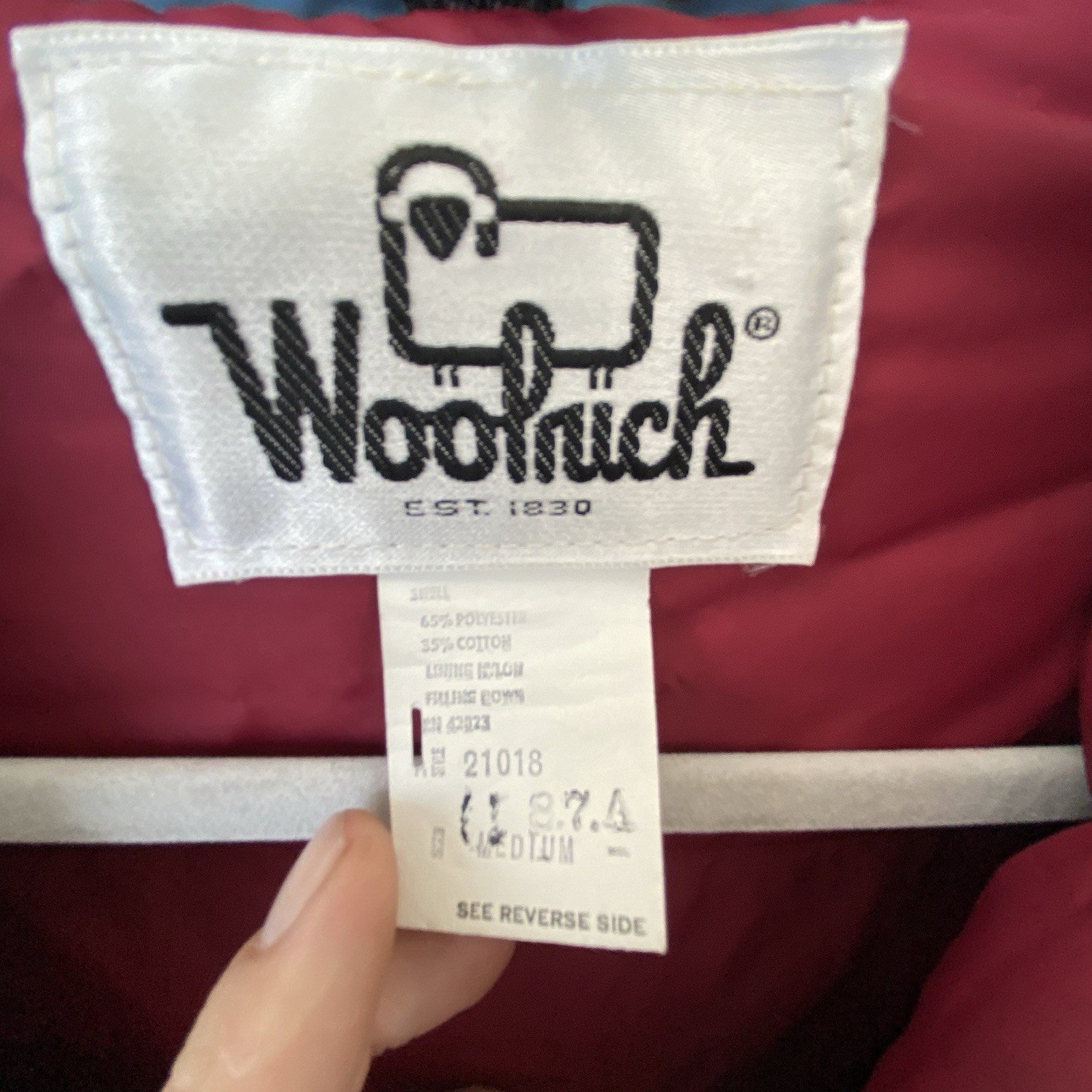 Vintage Woolrich Men's Goose Down Parka Coat Jacket Blue Size Medium Lamb Snaps image 2