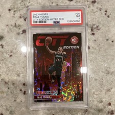 Panini 2023-24 NBA Hoops Trae Young City Edition Hyper Red #20 Hawks PSA 7 /99