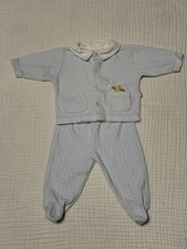VTG Y2K Baby Blue Velour Classic Winnie the Pooh Two Piece 3 months footed set