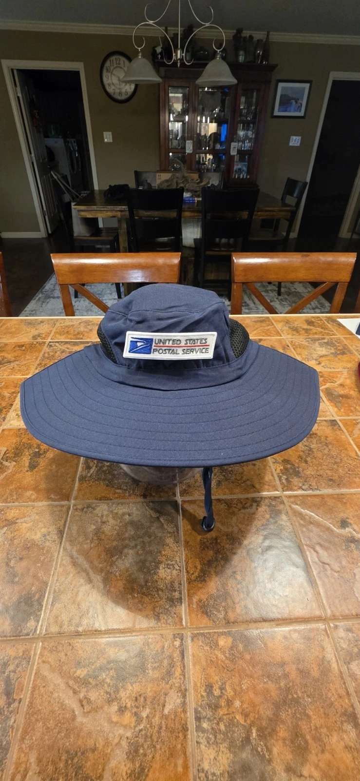 Wide Brim Sun Hat, UPF 50+ UV Protection Waterproof Postal Blue White Logo