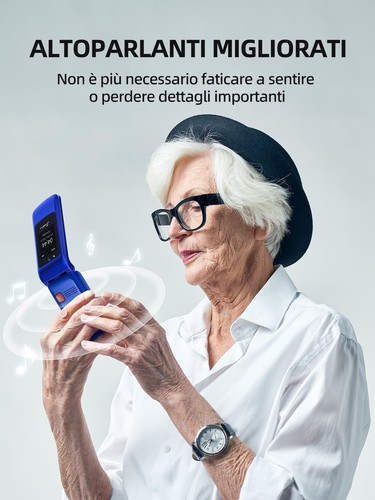 Telefono Cellulare per Anziani Flip Con Tasti Grandi, Contatti Con Immagini, SOS - Foto 7 di 9
