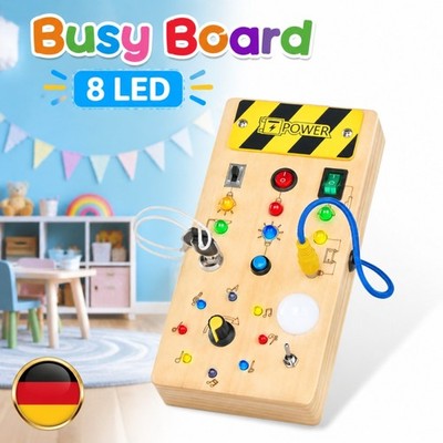 LED Busy Board,Montessori Holzspielzeug ab 1 Jahr,Activity Board Lichtschalter.