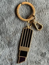 Lulu Guinness Gold And Black Keychain With Purple Lipstick